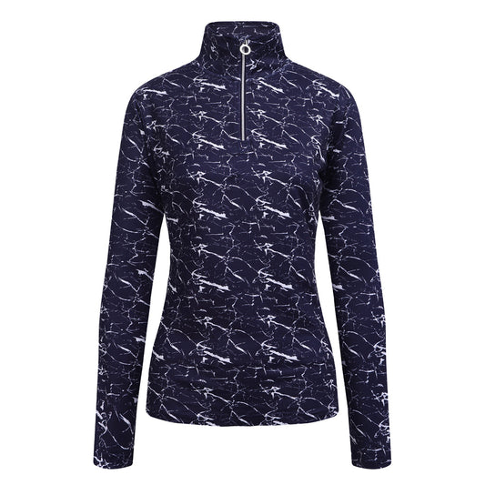 JRB 1/4 Zipped Mid Layer - Navy with Grey Print