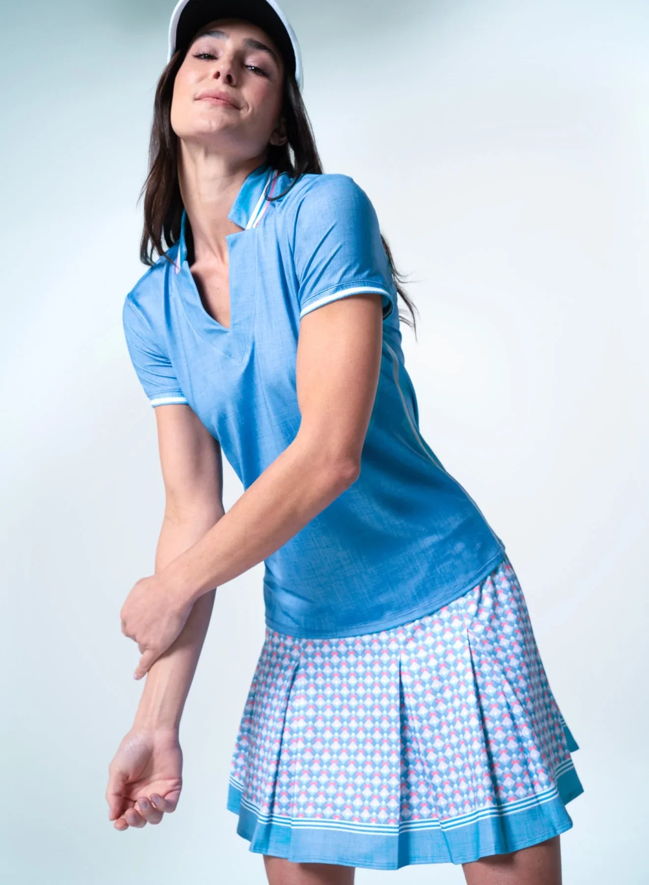 Lucky in Love Notched Collar Short Sleeved Top - Linen Play Periwinkle
