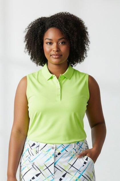 JRB Pique Sleeveless Polo - Lime
