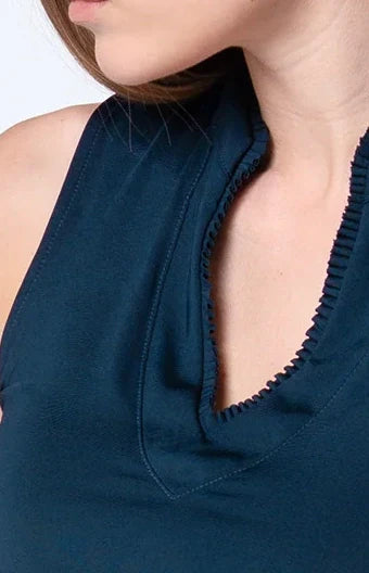 Lucky in Love Pleats Sleeveless Top - Navy