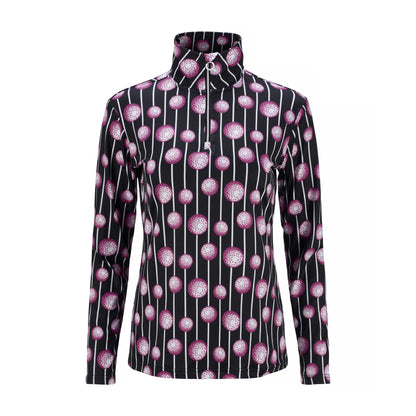 JRB 1/4 Zipped Mid Layer - Fuchsia Balls print