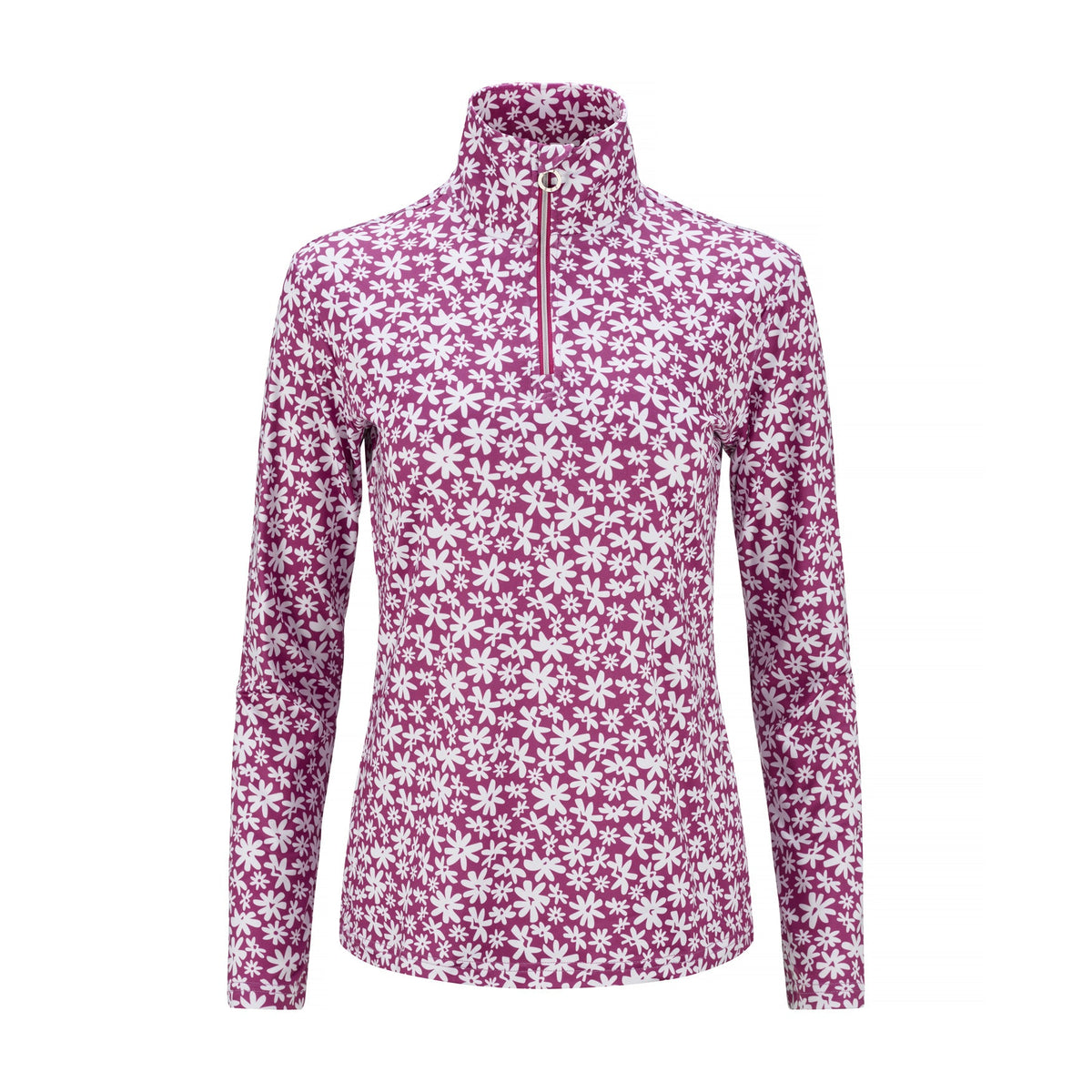 JRB 1/4 Zipped Mid Layer - Fuchsia Ditsy Flowers