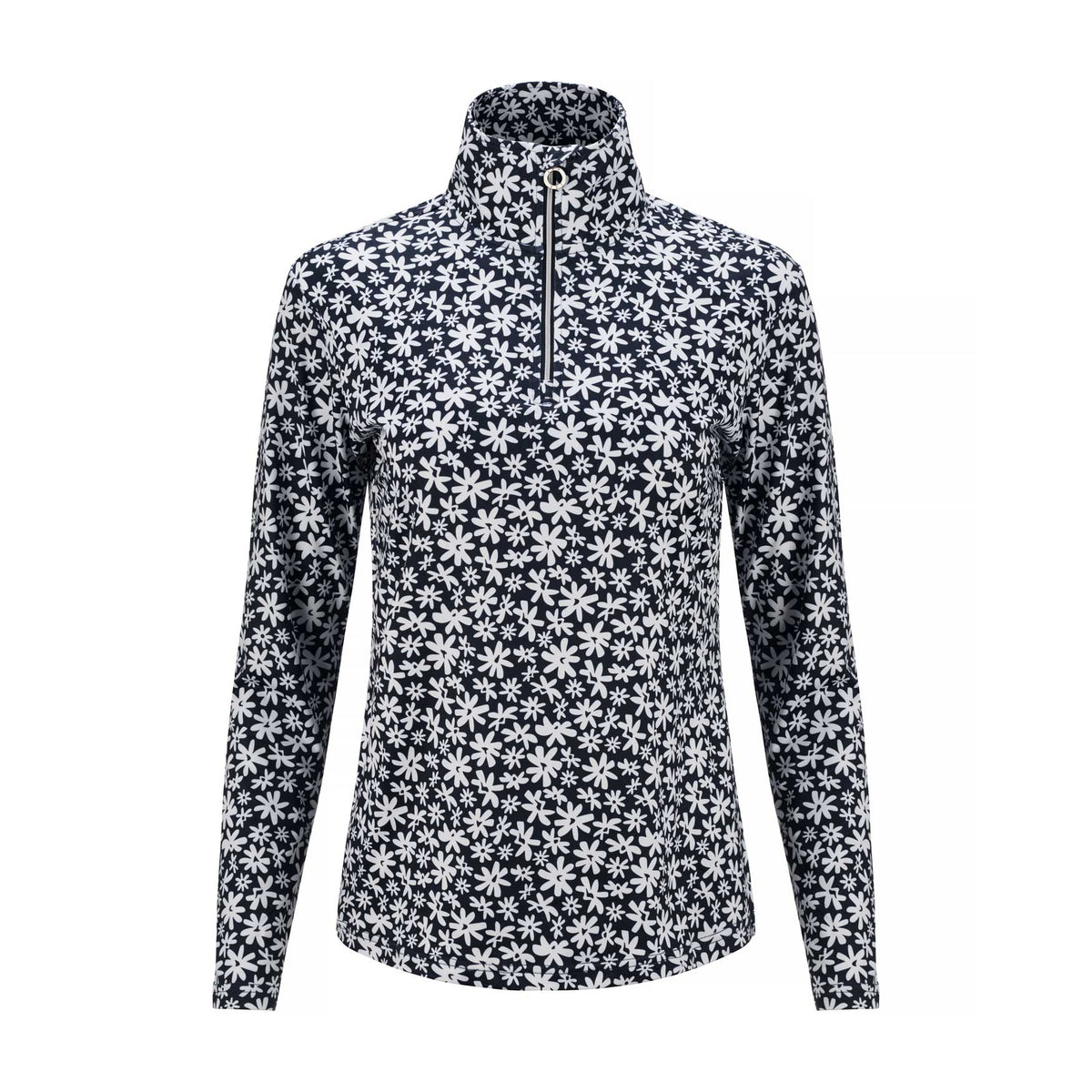JRB 1/4 Zipped Mid Layer - Navy Ditsy Flowers