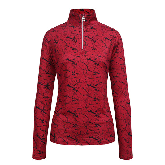 JRB 1/4 Zipped Mid Layer - Red with Black Print