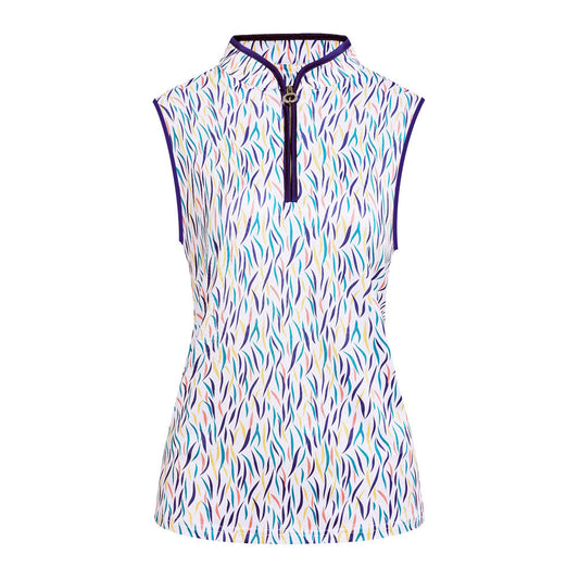 JRB Sleeveless shirt - Blue Feather print