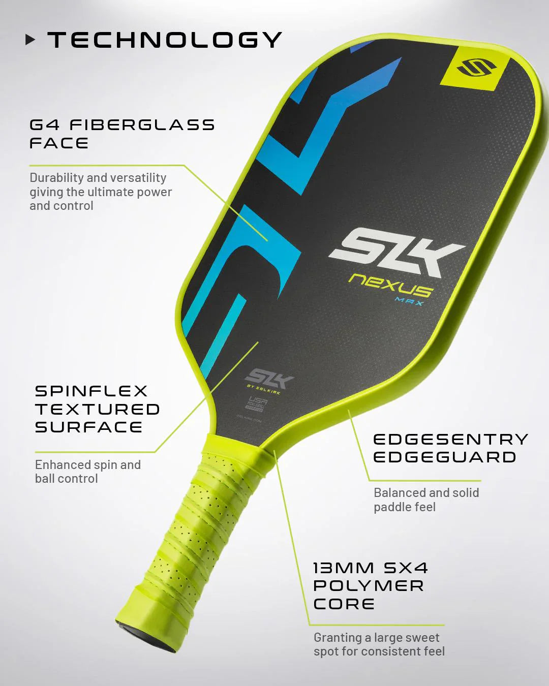 SLK Nexus pickleball paddle - Citron