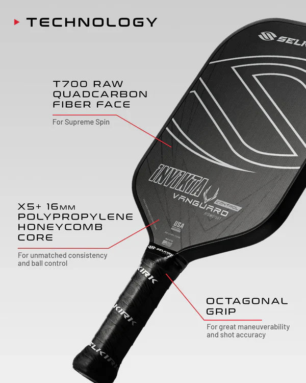 Selkirk Vanguard Control Elite Pickleball Paddle - Raw Carbon black