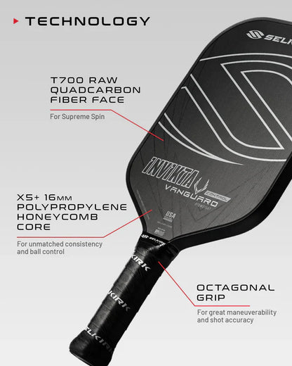 Selkirk Vanguard Control Elite Pickleball Paddle - Raw Carbon black