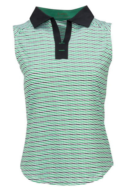 Nancy Lopez Shift sleeveless polo - Green/White/Black Multi