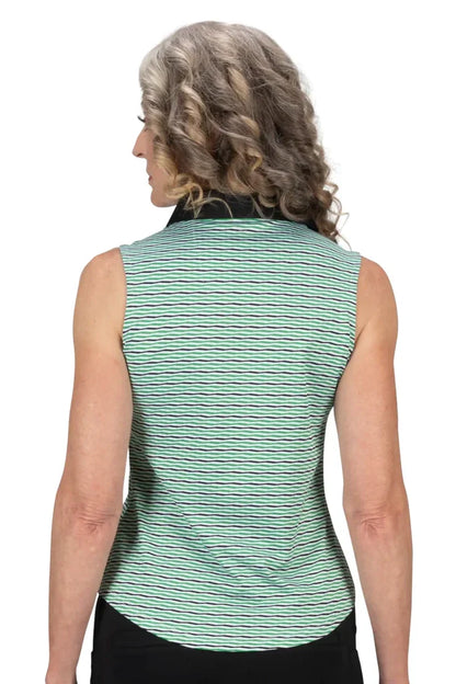 Nancy Lopez Shift sleeveless polo - Green/White/Black Multi